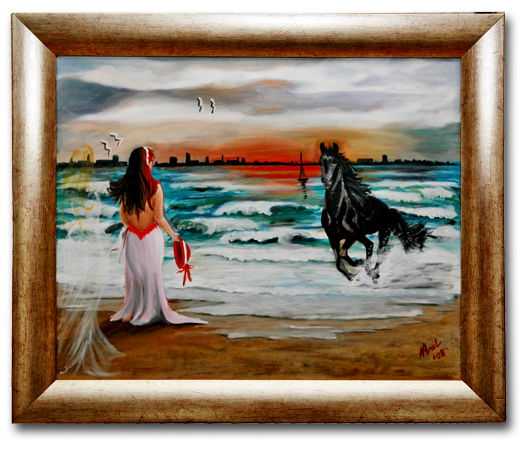 Atlı Kız yağlıboya tablo