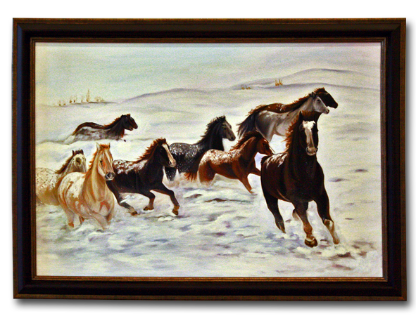 Karlı Atlar yağlıboya tablo