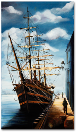 Ticari gemi yağlı boya tablosu nurcan aral